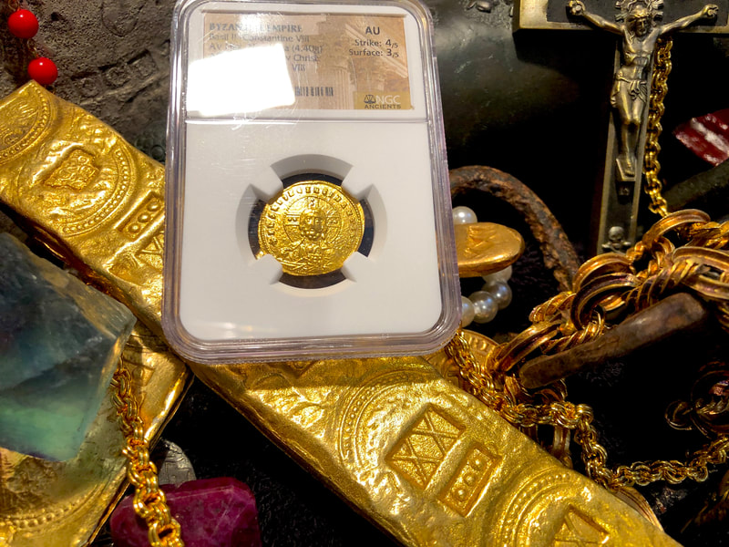 Byzantine Empire 976-1025AD "Jesus Christ" NGC AU 4x3 10
