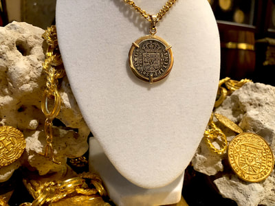 Spain 1 Reales 1730 14kt Bezel Pirate Gold Coins Treasure Necklace Jewelry 6