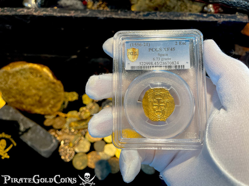 Spain 2 Escudos 1556-1621 "Great Centering" PCGS 45 3