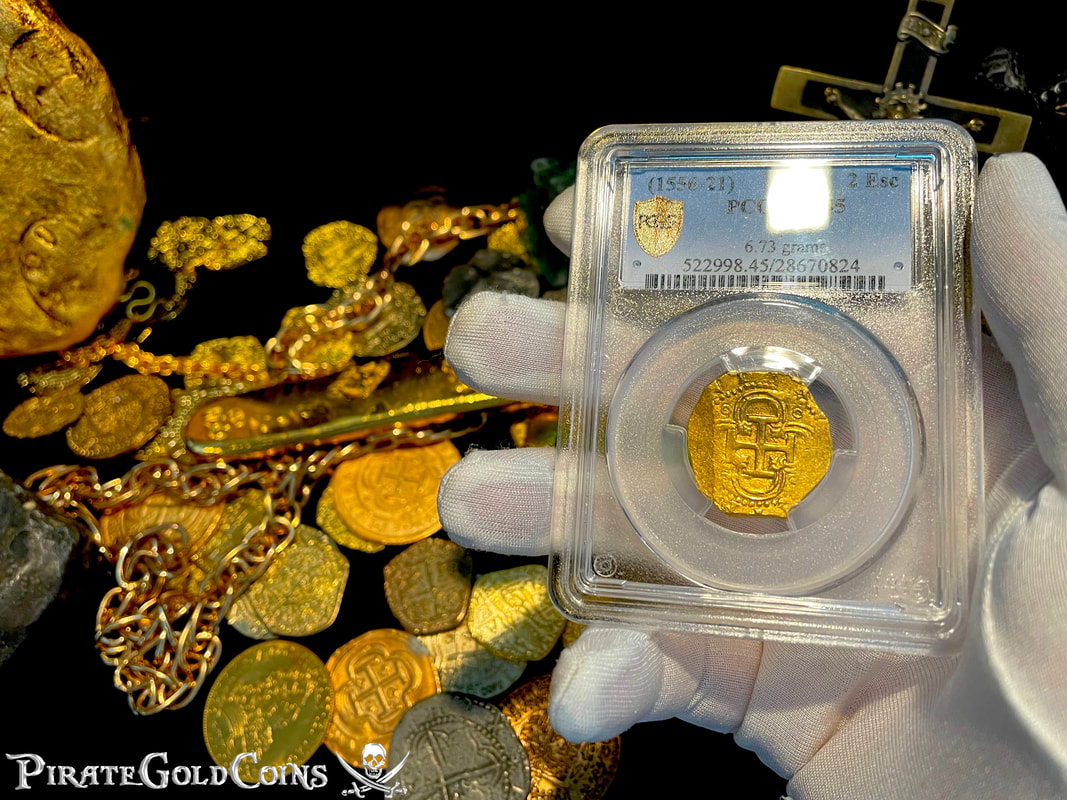 Spain 2 Escudos 1556-1621 "Great Centering" PCGS 45