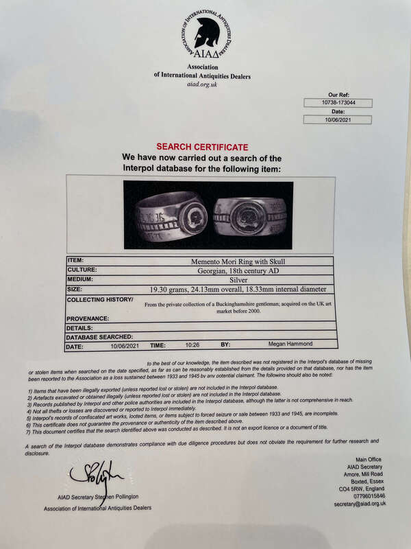 18th Century Georgian Skull Ring "Memento Mori" 'brief and irrecoverable is the time all have of life' 3
