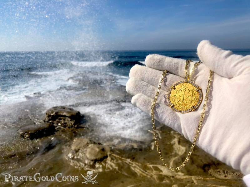 Peru 8 Escudos 1711 from the Fleet Shipwreck with Diamond Gold Bezel! 7