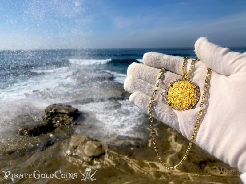 Peru 8 Escudos 1711 from the Fleet Shipwreck with Diamond Gold Bezel! 9