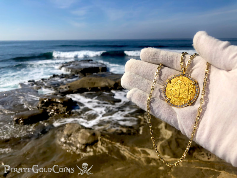 Peru 8 Escudos 1711 from the Fleet Shipwreck with Diamond Gold Bezel! 11