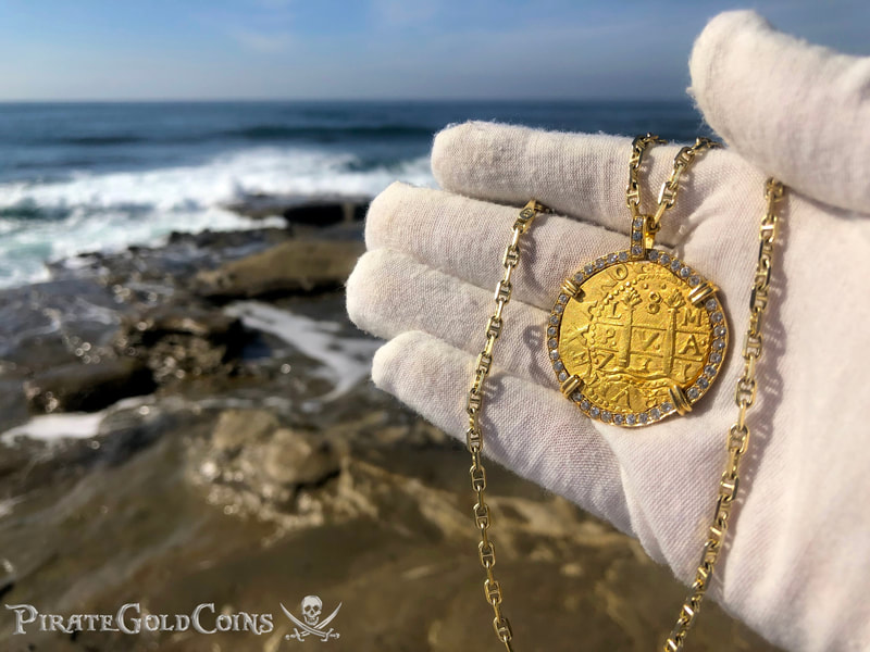 Peru 8 Escudos 1711 from the Fleet Shipwreck with Diamond Gold Bezel! 15