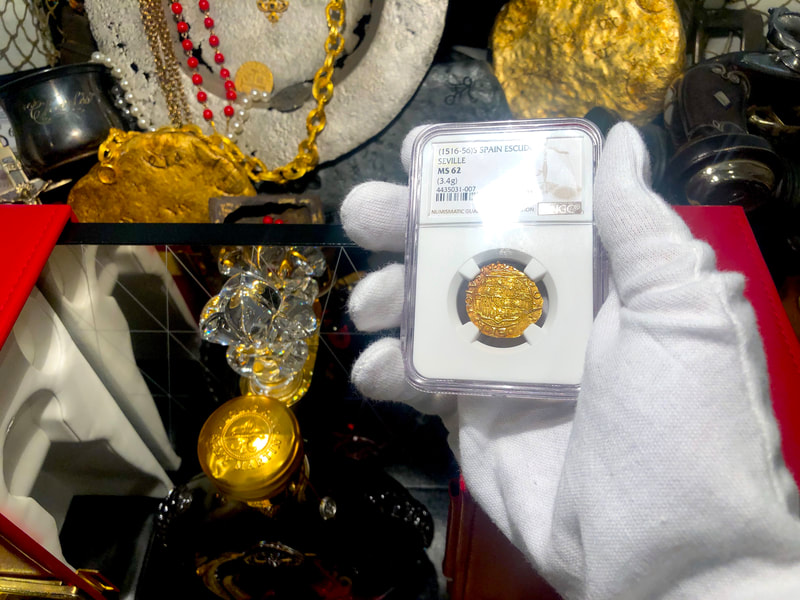 Spain 1 Escudo 1516-56 "Carlos & Johanna-Mint State" NGC 62 6