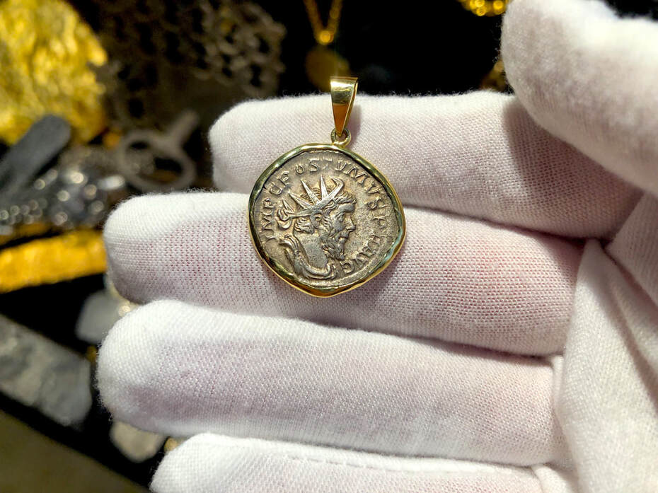 Roman Empire "Postumus" 262/265AD 18kt Gold Bezel
