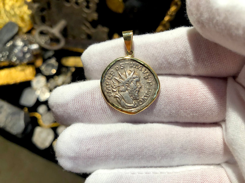 Roman Empire "Postumus" 262/265AD 18kt Gold Bezel 5