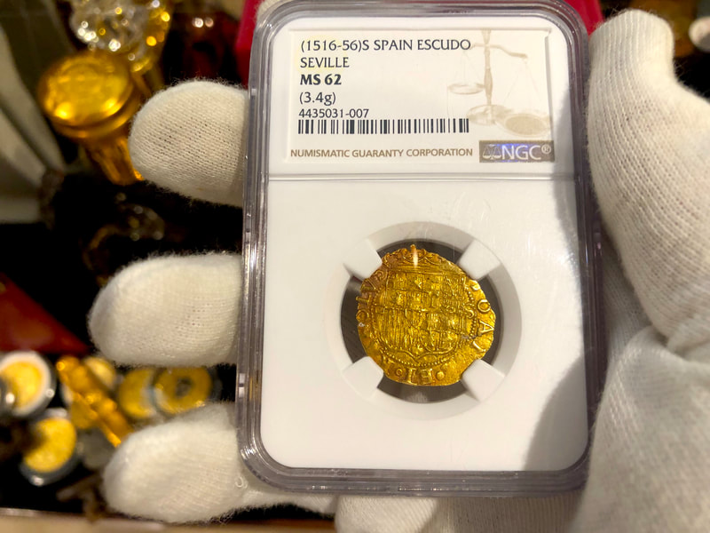 Spain 1 Escudo 1516-56 "Carlos & Johanna-Mint State" NGC 62 11