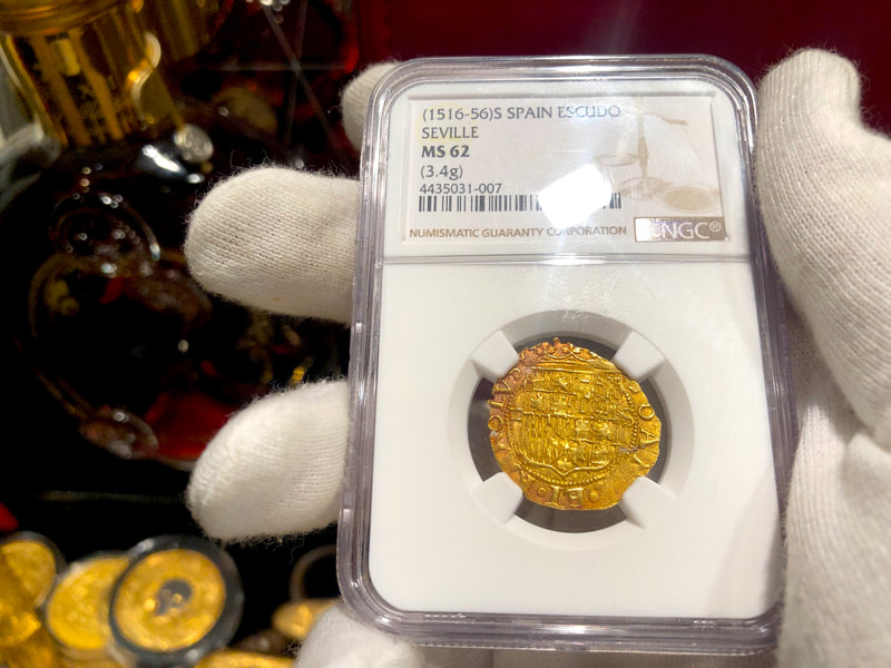 Spain 1 Escudo 1516-56 "Carlos & Johanna-Mint State" NGC 62