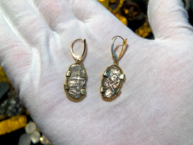 Mexico 1 Real ND "from the 1715 Fleet Shipwreck" Earrings! 3