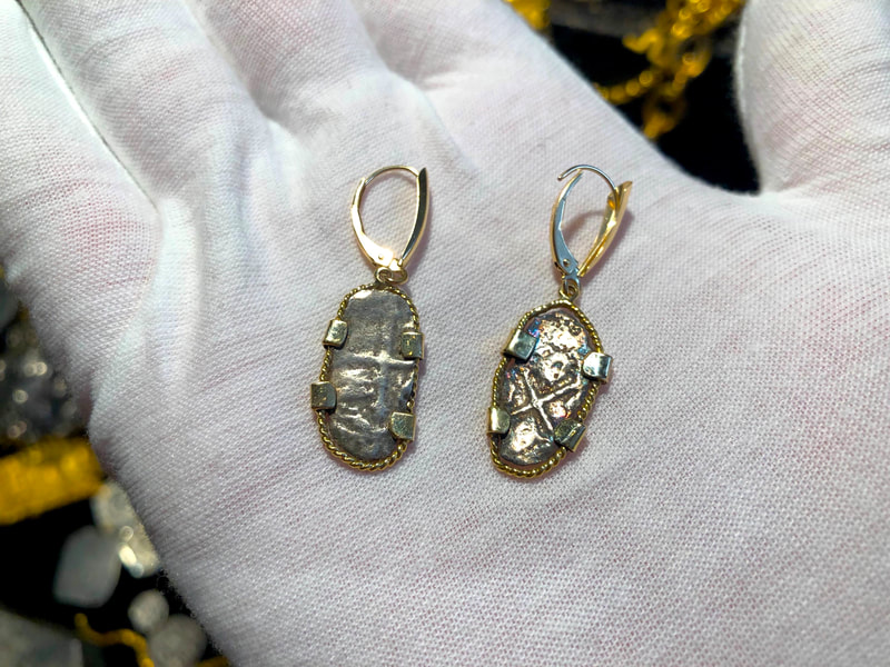 Mexico 1 Real ND "from the 1715 Fleet Shipwreck" Earrings! 4
