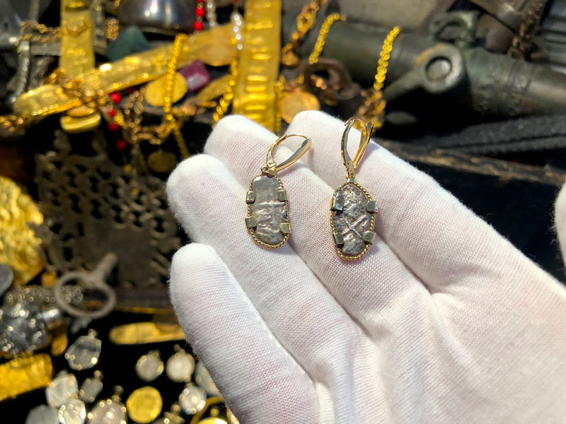 Mexico 1 Real ND "from the 1715 Fleet Shipwreck" Earrings! 5