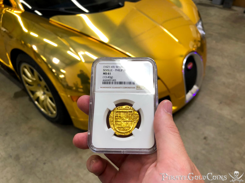 Spain 4 Escudos 1621-65 "Brute Style" NGC 61 Pirate Gold Coins 6