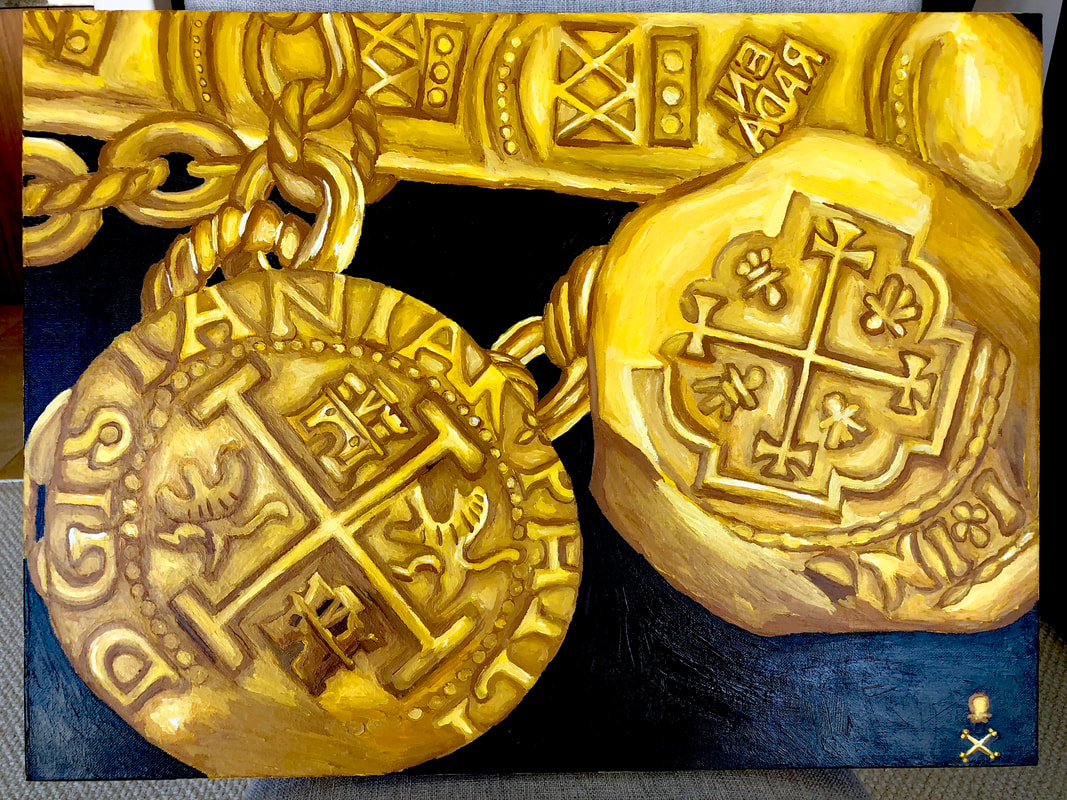 Treasure Paintings by JR Bissell  "Bar and Chains" | JR Bissell |  Pirate Gold Coins