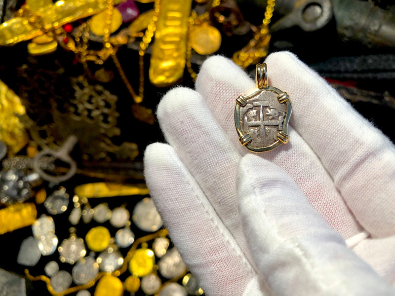 Bolivia 1 Real 1743 "Dated" 14kt Bezel Pirate Gold Coins Jewelry Treasures 4