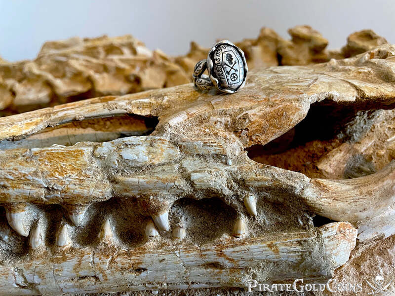 Memento Mori Georgian 18th Century Skull and Bones Ring 21