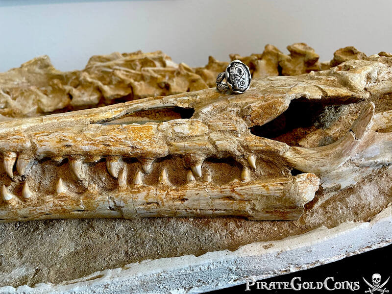 Memento Mori Georgian 18th Century Skull and Bones Ring 22