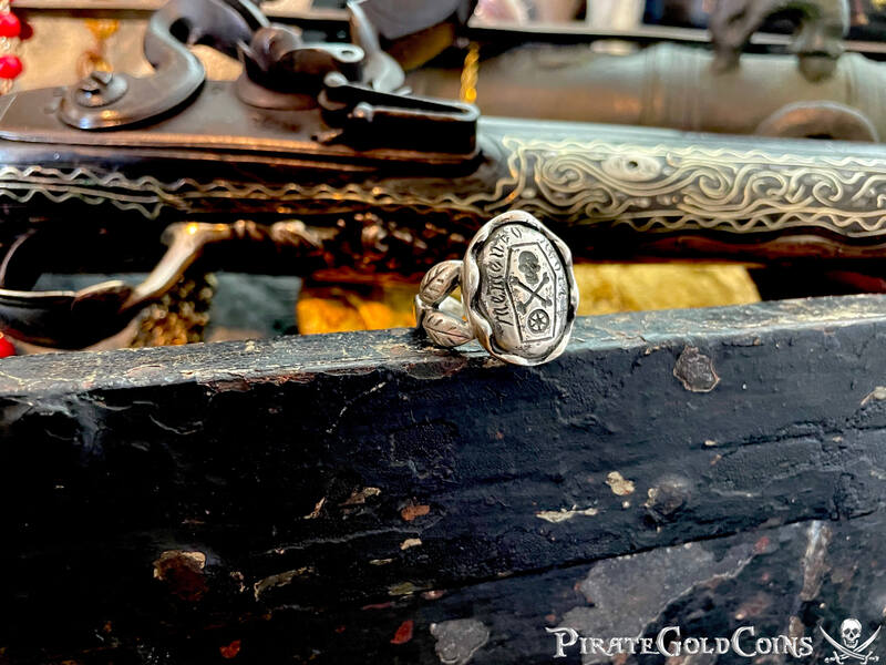 Memento Mori Georgian 18th Century Skull and Bones Ring 17