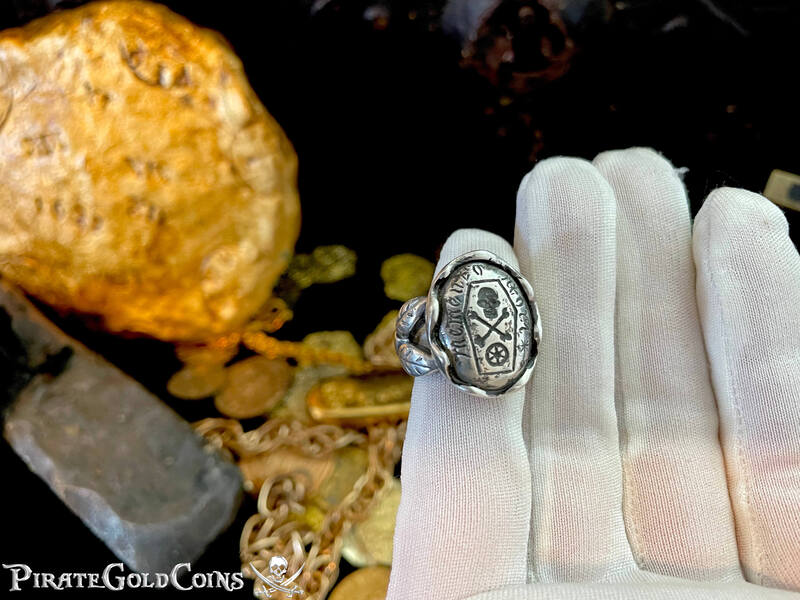 Memento Mori Georgian 18th Century Skull and Bones Ring 18
