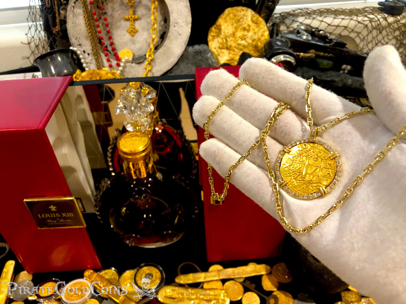 Peru 8 Escudos 1711 from the Fleet Shipwreck with Diamond Gold Bezel! 24