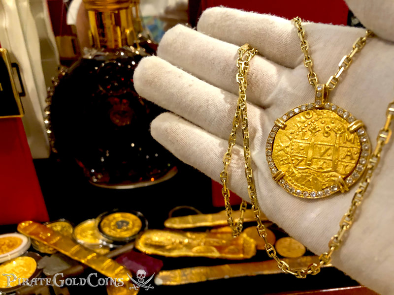 Peru 8 Escudos 1711 from the Fleet Shipwreck with Diamond Gold Bezel! 21