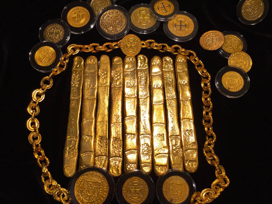 ​Atocha Gold Finger Bar 22kt Gold Electroplated 2 Microns thick! (102.7gm) Silver 1622 Treasure Bar Reproduced