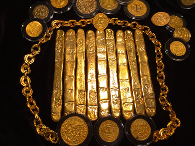 ​Atocha Gold Finger Bar 22kt Gold Electroplated 2 Microns thick! (102.7gm) Silver 1622 Treasure Bar Reproduced 13