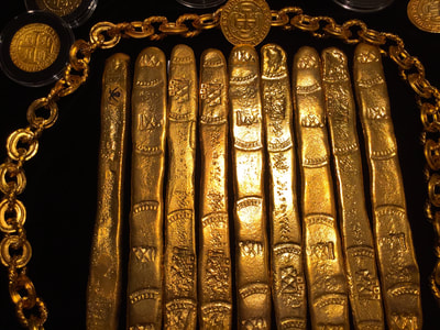 Atocha Gold Finger Bar 22kt Gold Electroplated 2 Microns thick! (125.3gm) Silver 1622 Treasure Bar Reproduced 14