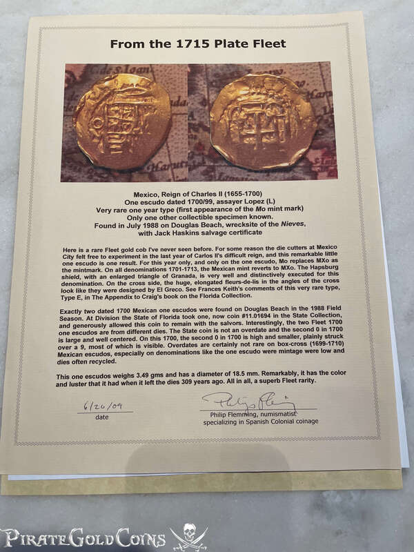 Mexico 1 Escudo 1700/1699 "1715 Fleet Shipwreck" NGC AU Dets 8