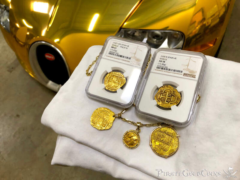 Spain 4 Escudos 1621-65 "Brute Style" NGC 61 Pirate Gold Coins 7