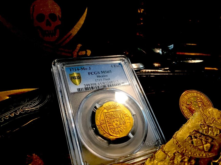 Mexico 4 Escudos 1714 "1715 Fleet Shipwreck" PCGS 65 MS!!
