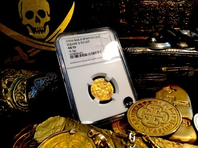 Spain  1 Escudo  1516-56  "Full Crown & Nice Centering"  NGC 55 3
