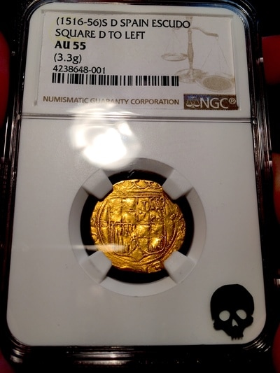 Spain  1 Escudo  1516-56  "Full Crown & Nice Centering"  NGC 55 2