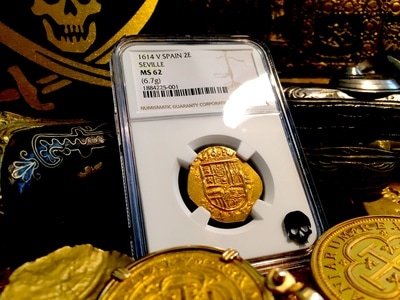 Spain  2 Escudos  1614  "Dated"  Seville Mint  NGC 62 3