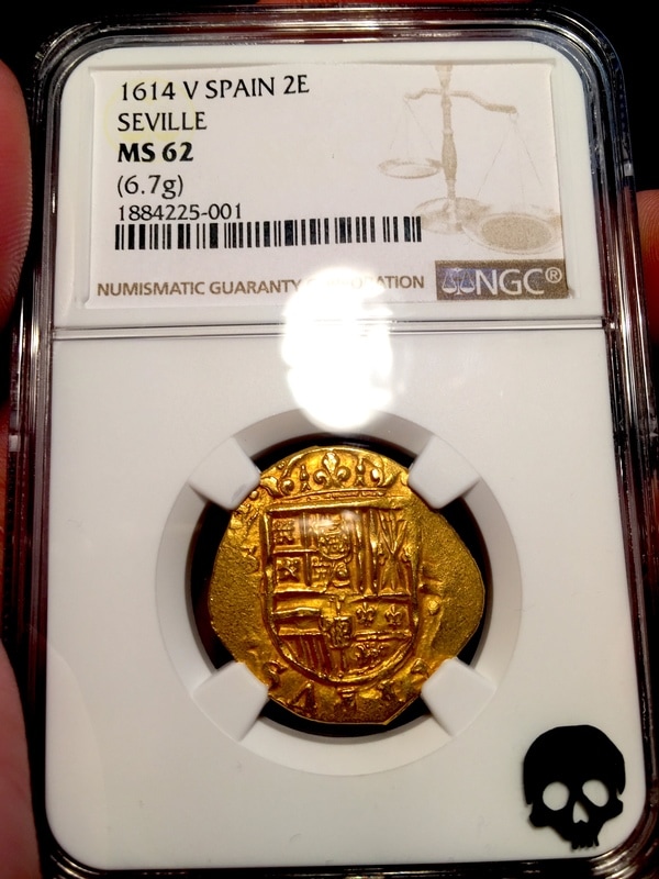 Spain  2 Escudos  1614  "Dated"  Seville Mint  NGC 62