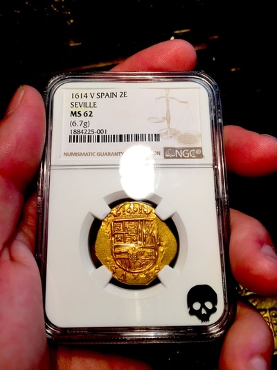 Spain  2 Escudos  1614  "Dated"  Seville Mint  NGC 62 9