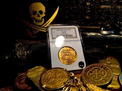 Spain  4 Escudos  1556-98  "Largest Denom for Philip II"  NGC 25 4