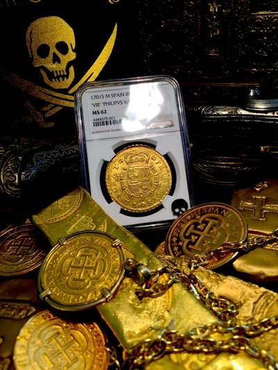 Spain  8 Escudos  1701  "Only 2 Known"  NGC 62 2