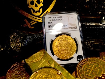 Spain  8 Escudos  1701  "Only 2 Known"  NGC 62 3