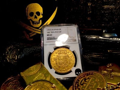 Spain  8 Escudos  1701  "Only 2 Known"  NGC 62 4