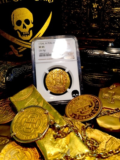 Peru  8 Escudos  1724  "Only 1 Known - King Luis I"  NGC 45 2