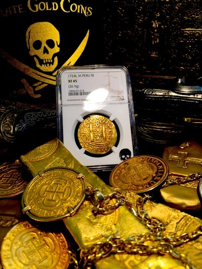 Peru  8 Escudos  1724  "Only 1 Known - King Luis I"  NGC 45 3