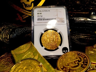 Peru  8 Escudos  1724  "Only 1 Known - King Luis I"  NGC 45 5