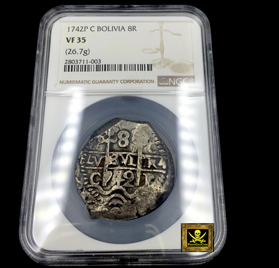 Bolivia  8 Reales  1742  "Double Date"  ~ NGC 35 ~ 2