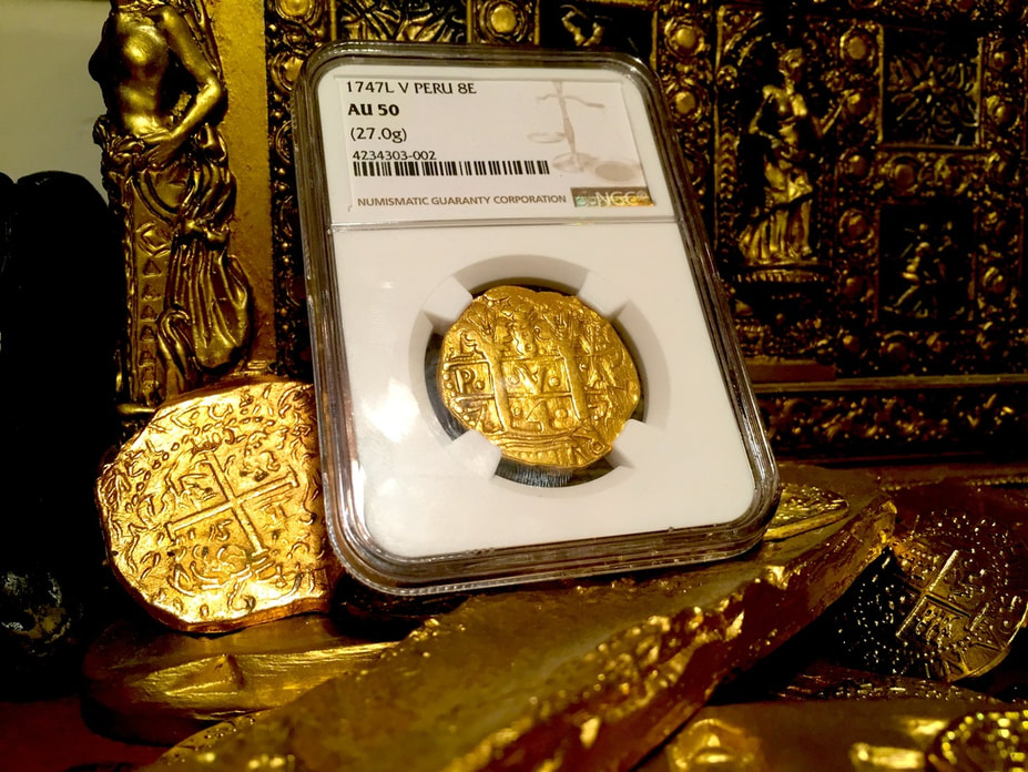 Peru 8 Escudos 1747 "La Luz" NGC 50