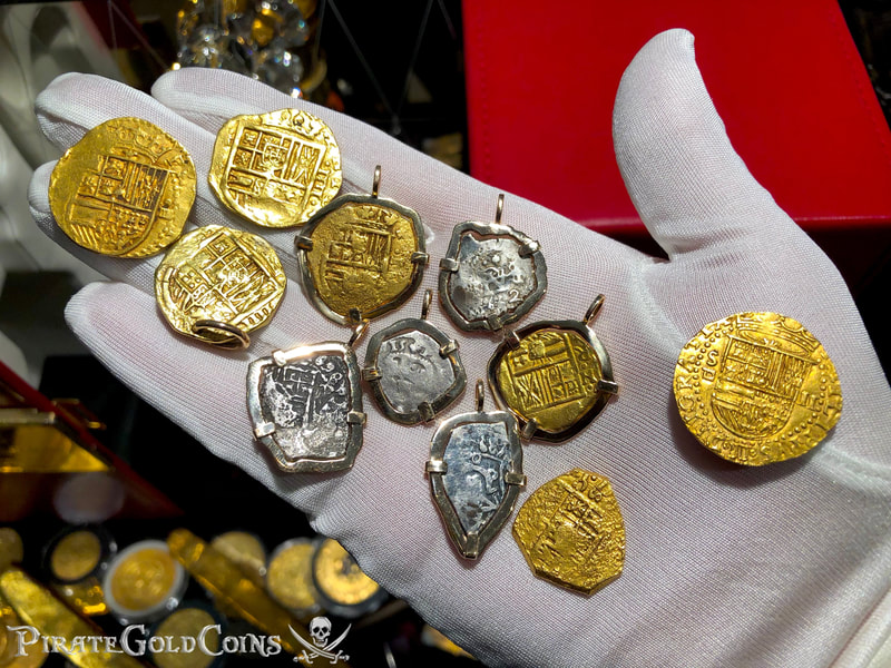 Spain 2 Escudos 1617 "Dated!" in 18kt Bezel Pirate Gold Coins Treasure Jewelry 19