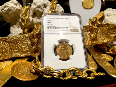 Spain 1 Escudo 1516-56 "Perfectly Round" NGC 61 Pirate Gold Coins 2