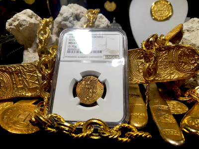 Spain 1 Escudo 1516-56 "Perfectly Round" NGC 61 Pirate Gold Coins 4