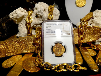 Spain 1 Escudo 1516-56 "Perfectly Round" NGC 61 Pirate Gold Coins 5